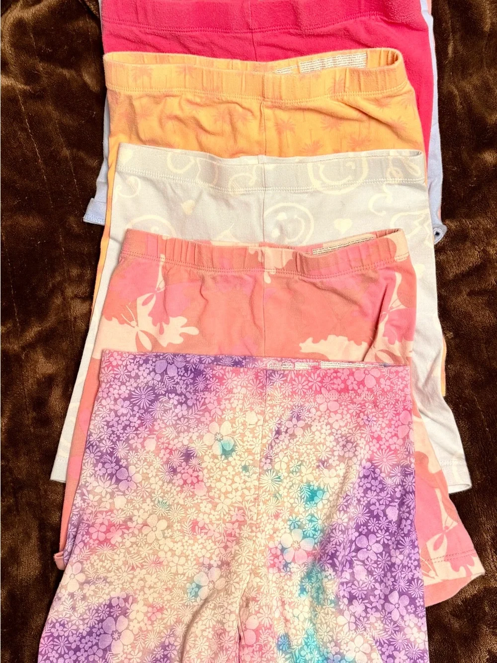 Colorful Girls Bike Shorts 7 Piece Set - Multicolor Floral & Pastel Prints